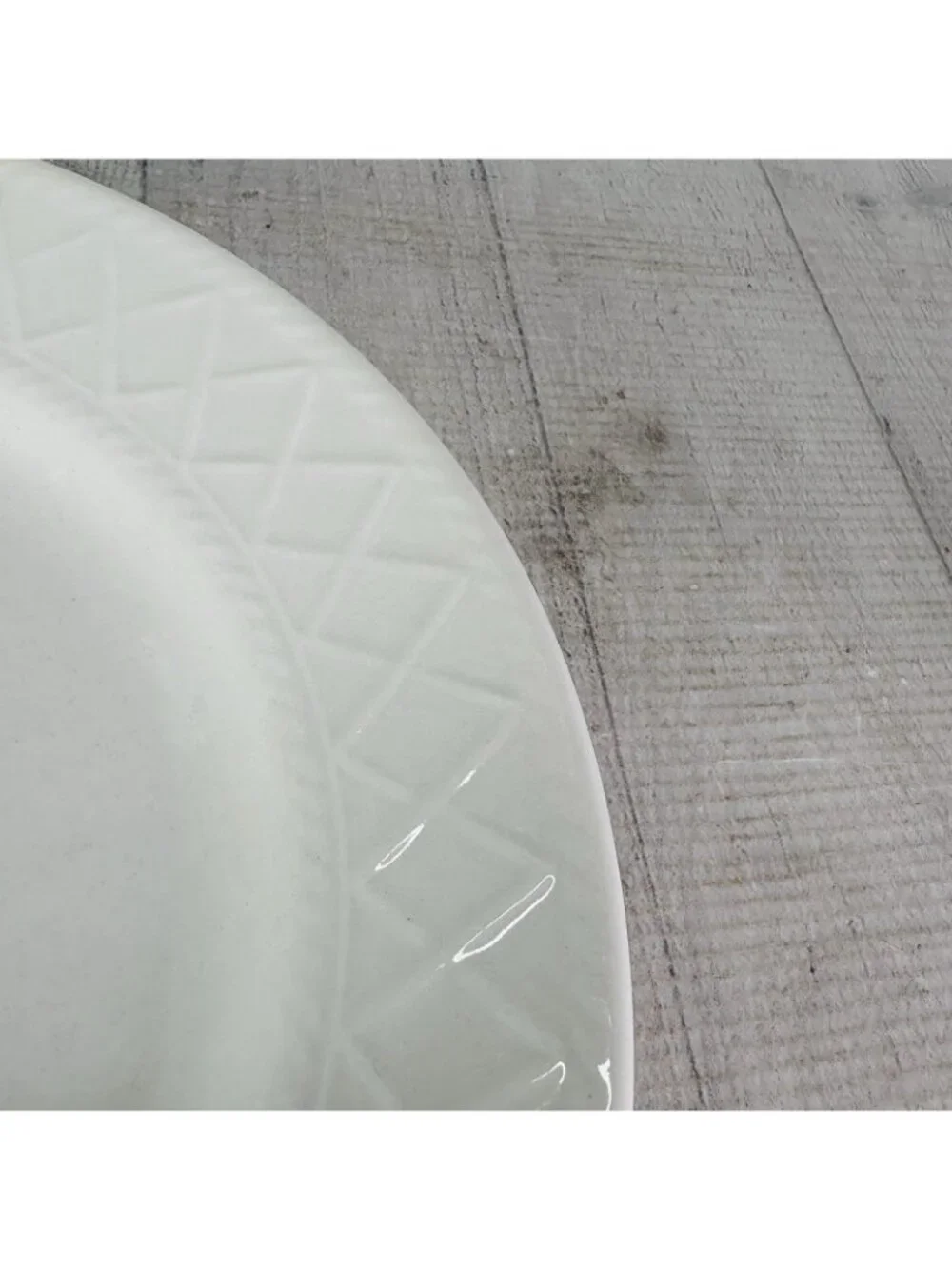 Totally Today TTO6 White Embossed Rope Criss Cross Ceramic Dinner Plates Set 4
